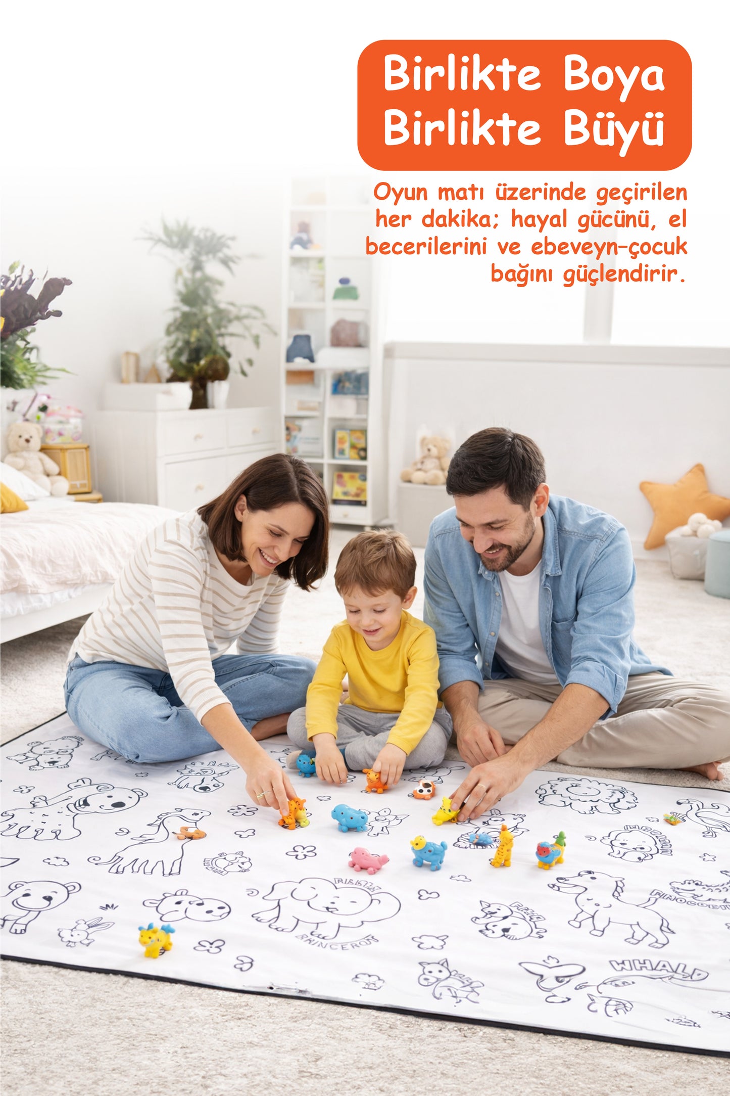 Yıkanabilir Oyun Matı 150x100 - Hayvan Temalı