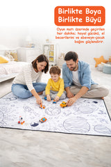 Yıkanabilir Oyun Matı 150x100 - Uzay Temalı