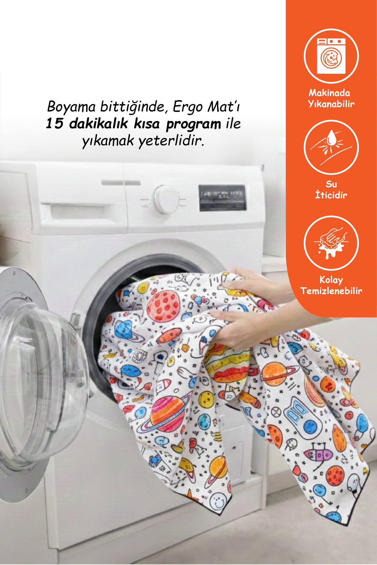 Yıkanabilir Oyun Matı 150x100 - Uzay Temalı