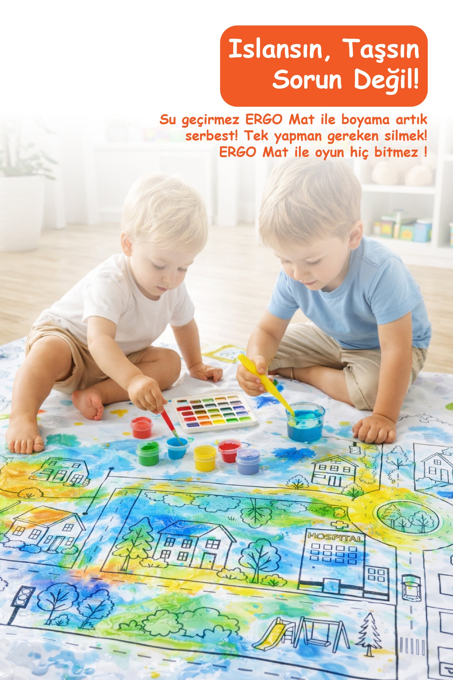 Yıkanabilir Oyun Matı 150x100 - Trafik Temalı