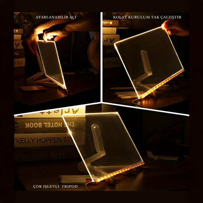 Neon Led Işıklı Yazı Çizim Tahtası
