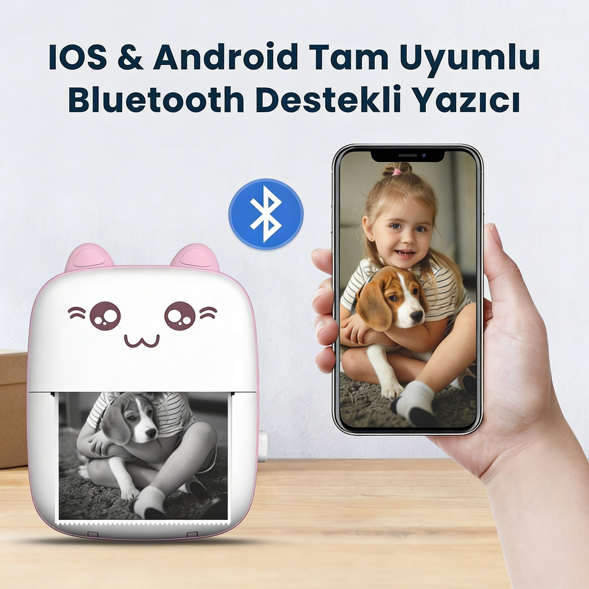 IOS & Android Uyumlu Bluetooth Mini Taşınabilir Yazıcı – Anında Baskı Keyfi