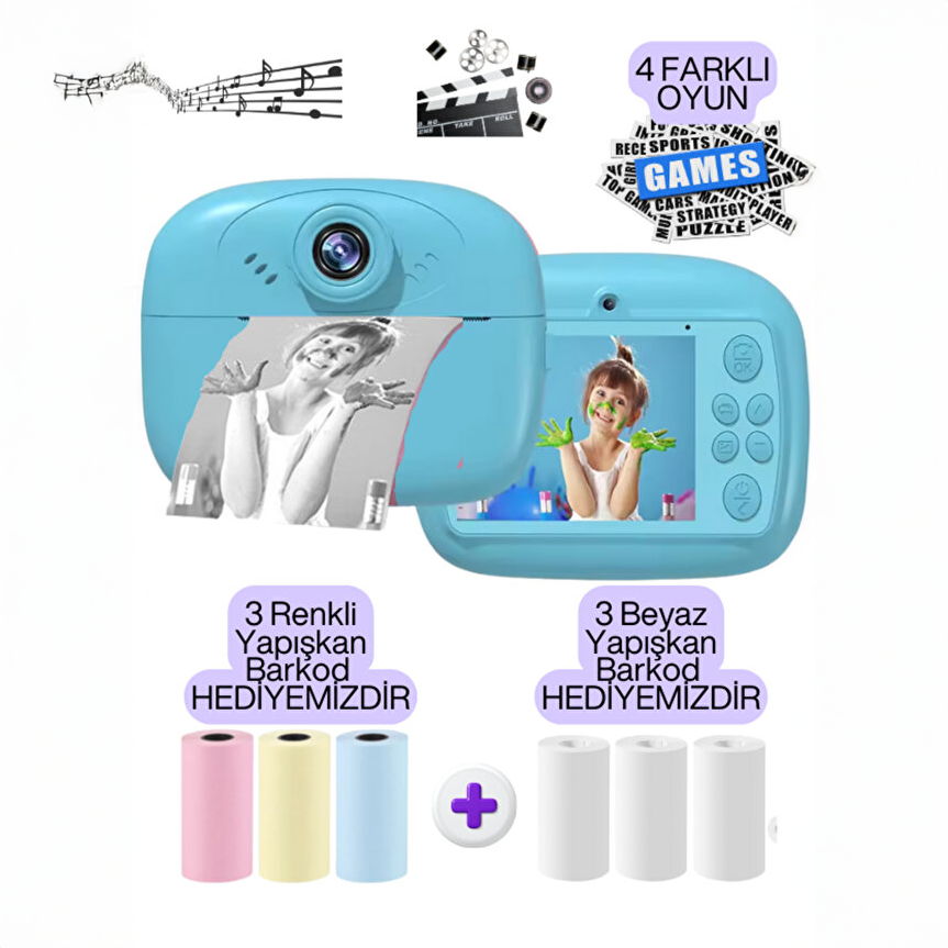 Çocuklar Çek Çıkar Anlık Baskılı Yazıcı Kamera